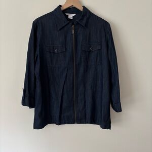 Allison Daley Dark Navy Blue Lightweight Denim Jacket Size 14